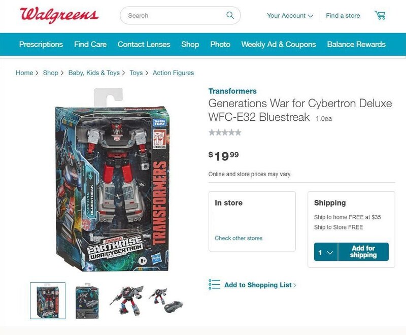 Transformers Earthrise Bluestreak Walgreens Online Ordering